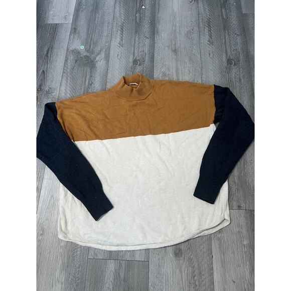 Madewell Colorblock Ashbury Mockneck Sweater Wool Alpaca Size M - Picture 2 of 6
